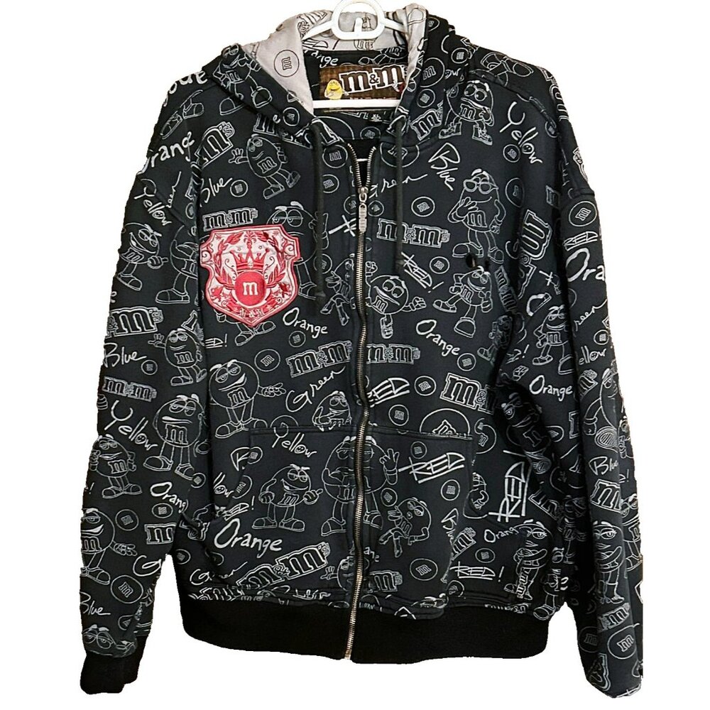 M & M's JH Design Hoodie All Over Print Hooded Jacket Unisex Size XL